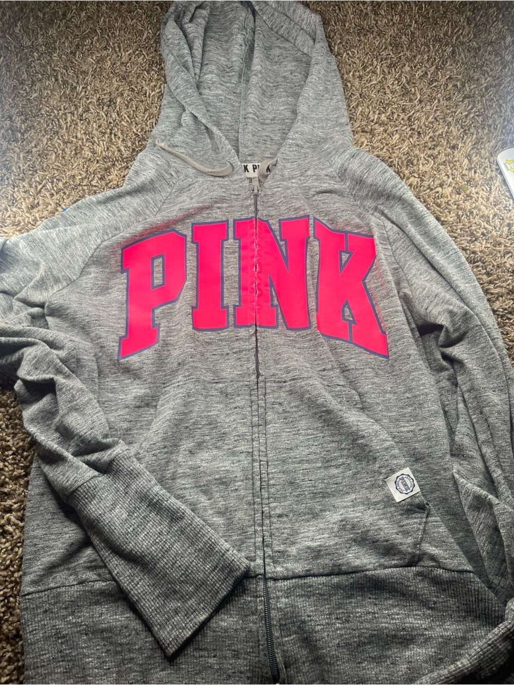 Victoria's Secret PINK Gray Hoodie with Hot Pink Logo